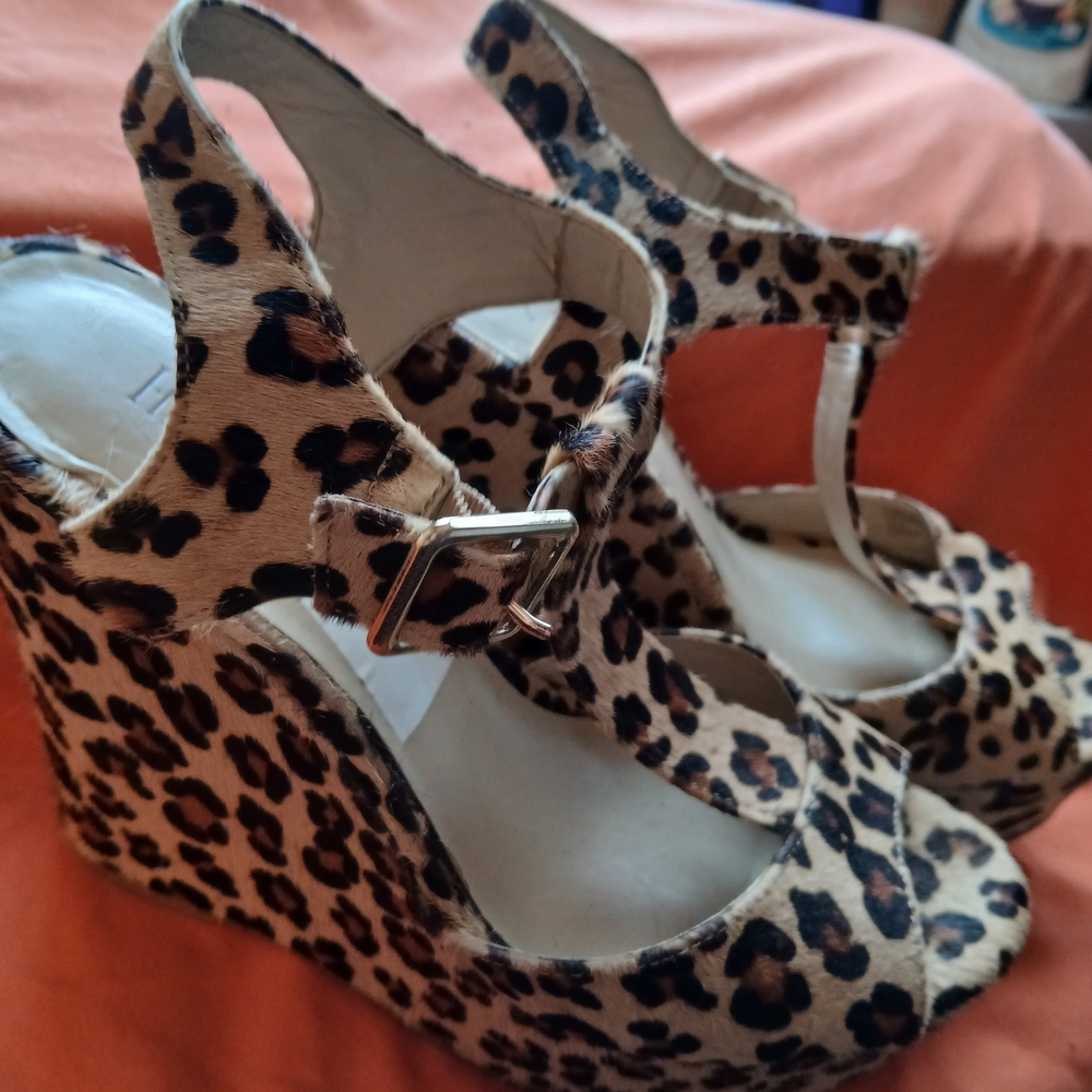 Leopard Print Wedge Sandals